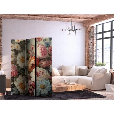 Paravan Miris prirode, Prekrasno vrtno cvijeće u pastelnim bojama, 135 x 172 cm