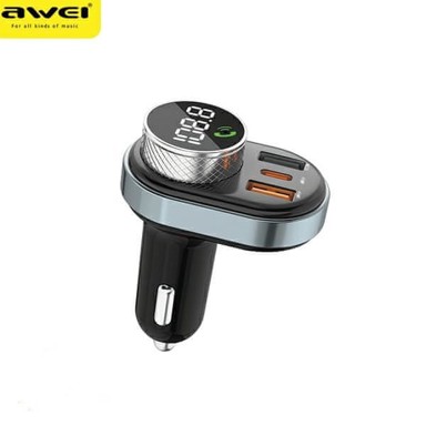 AWEI Bluetooth handsfree FM odašiljač C-843, Bluetooth 5.0, USB i USB-C, crni