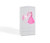 Dječji ormar Kraljevna i poni, bijeli, 181×90×52 cm