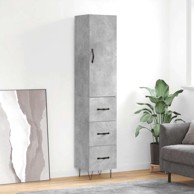 Visoka komoda siva betona 34 5x34x180 cm od konstruiranog drva, ladice