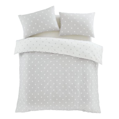 CATHERINE LANSFIELD Flanelska posteljina Polka Dot za bračni krevet 200x200 cm Bijela/siva