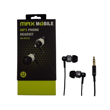MAXMOBILE Slušalice MP3 OV-IP670, crne, in-ear