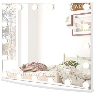 Ogledalo za šminkanje s rasvjetom, holivudsko, 65 x 14 x 52.5 cm, bijelo