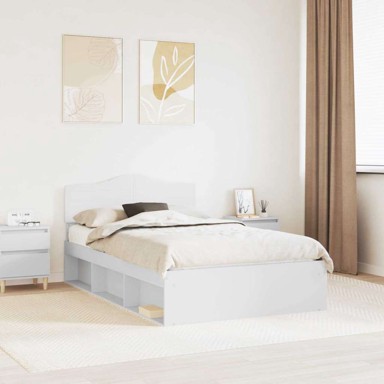 Okvir za krevet 120×190 cm čvrsto borovo drvo, bijeli