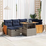 7-dijelni set vrtnih sofa od poliratana s jastucima, bagrem, crni