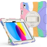 NIKCORP Zaštitna maska za iPad Air 5/4 s rotirajućim postoljem i držačem za olovku trodijelna zaštita, šarena