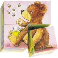 GOKI Slagalica Kockasta Male životinje, 4 kocke, 9 x 9 x 4.5 cm, dob 2+
