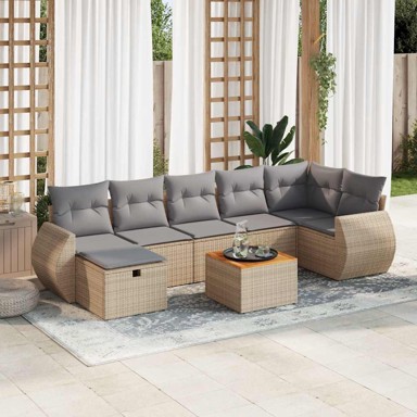 8-dijelni set vrtnih sofa od poliratana s jastucima bež