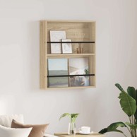 Polica za časopise s policom, zidne 60 x 12 x 70 cm, sonoma hrast