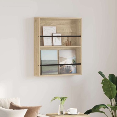 Polica za časopise s policom, zidne 60 x 12 x 70 cm, sonoma hrast