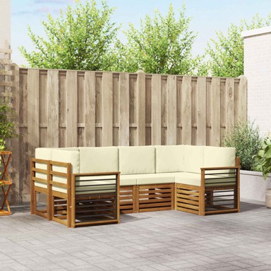 Set sofa, 6 kom, čvrsto drvo akacije, prirodna i krem