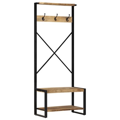 Stalak za odjeću 80x40x190 cm puno grubo drvo mango