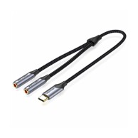 VENTION Kabel USB-C muški na Dual 3.5MM Jack Earphone adapter 0.3M sivi