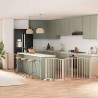 Vrata za pse s vratašcima sklopiva, 6 panela, prirodna, drvo topole, 480 cm (80×90×2 cm)