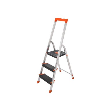 SONGMICS Ljestve, 3 stepenice, 42 x 56 x 122 cm, aluminij, srebrna