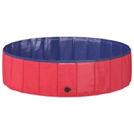 Sklopivi bazen za pse, 120 x 120 x 30 cm, PVC, crvena, plava