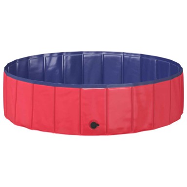 Sklopivi bazen za pse, 120 x 120 x 30 cm, PVC, crvena, plava