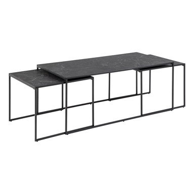 ACTONA Stolići za kavu Infinity Set 3 kom 60x120 cm Mramorni dekor Mat crni