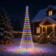 LED božićno drvce od željeza, 400 cm, Ø 140 cm, 450 LED lampica, višebojno svjetlo, crno