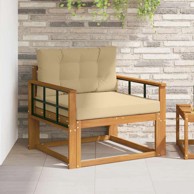 Sofa srednja za vanjsku upotrebu, čvrsto drvo akacije, mrežasti dizajn, bež