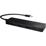 LOGILINK USB-C hub, USB 3.1, 4-portni, 3+1, crna
