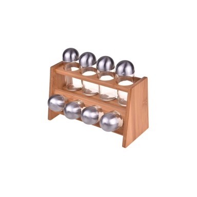 BAMBUM Stalak od bambusa s 8 staklenki za začine Despacito