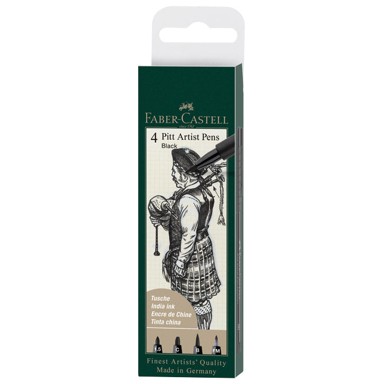 FABER-CASTELL Set Pitt Artist 167153, Black, 4 kom, blister