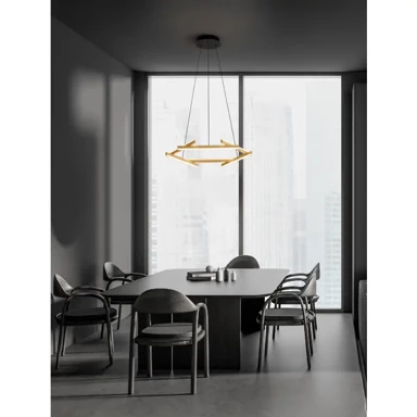 NOVA LUCE Visilica Hyde NL9005652, LED 38 W, 3000 K, 2046 lm, dimabilna, IP20, brušeno zlatna i crna