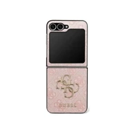 GUESS Maskica PU koža 4G metalni logo Samsung Galaxy Z Flip7, roza