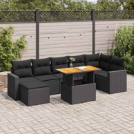 8-dijelni set vrtnih sofa od poliratana s jastucima crni