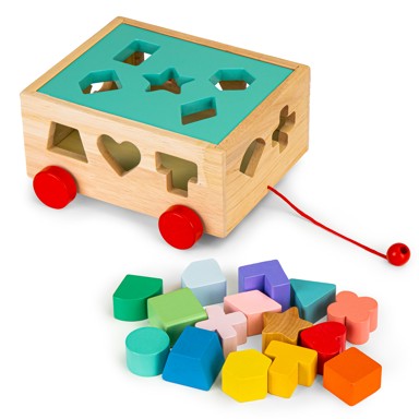 ECOTOYS Drvena kolica za sortiranje oblika
