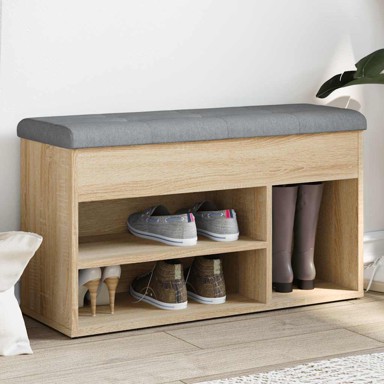 Klupa za cipele, 82 x 32 x 45,5 cm, od konstruiranog drva, boja hrasta