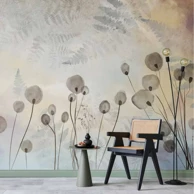 Foto tapeta Minimalistička livada, cvjetni motiv u svijetlim tonovima s odsjajima, 300x210 cm
