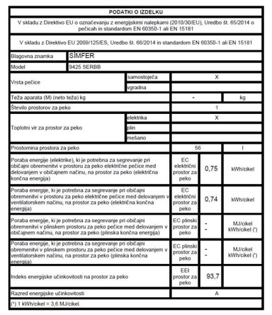 SIMFER Kombinirani štednjak 9425 SERBB