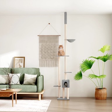 Penjalica za mačke od poda do stropa svjetlosiva 258,5-284,5 cm