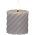 STAR TRADING Set od 2 sive voštane LED svijeće Flamme Swirl, visina 7,5 cm