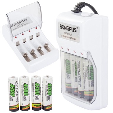 VERKGROUP Punjač za 4 AA i AAA baterije s baterijama 4700 mAh