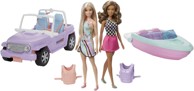 BARBIE Auto i brod, set s 2 lutke