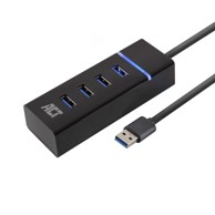 ACT USB Hub AC6300 USB 3.2 s 4 USB-A porta 0,5 m, crni