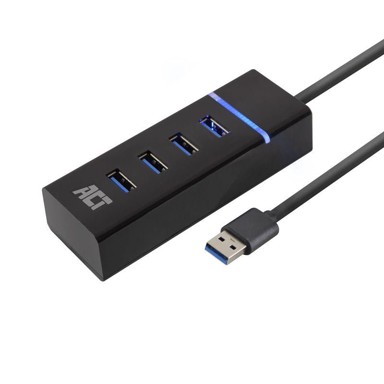 ACT USB Hub AC6300 USB 3.2 s 4 USB-A porta 0,5 m, crni