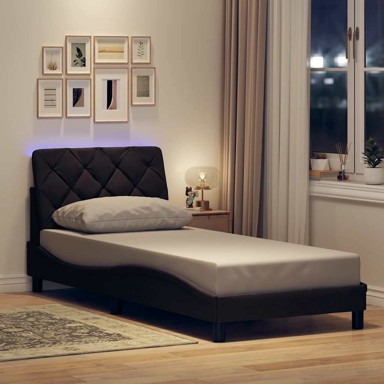 Okvir za krevet s LED rasvjetom bez madraca, 80 x 200 cm, tkanina, tamnosmeđi