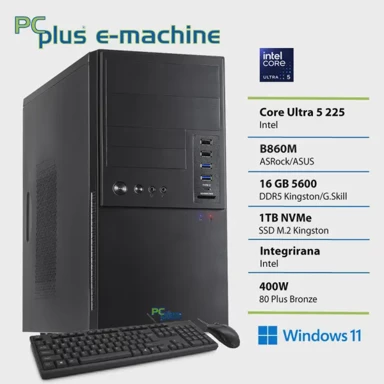 PCPLUS Stolno računalo e-machine / Intel Ultra 5 225, 16 GB RAM, 1 TB SSD, integrirana Intel Graphics, Windows 11 Home