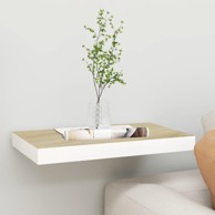 Plutajuća zidna polica, boja hrasta i bijela 50x23x3,8 cm MDF