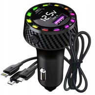 VERKGROUP Auto punjač LED RGB 45W 12-24V 2×USB-C Lightning, crni