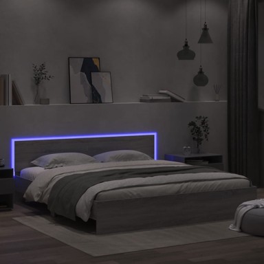 Okvir kreveta s uzglavljem LED siva boja hrasta 180 x 200 cm