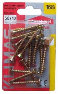 WKRET-MET Kaljeni vijci za drvo 5x40 mm PZ2 16 kom, zlatni
