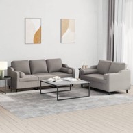 2-dijelni set sofa s jastucima smeđesivi od tkanine