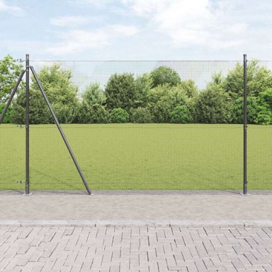Zavarena žičana ograda sa 7 stupova s prirubnicom 1.6x10 m čelik, siva
