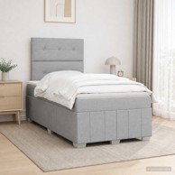 Boxspring krevet s madracem 120 x 190 cm tkanina prošiveno gumbima, svjetlosivi