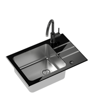 QUADRON Set JACK 116 crno staklo/čelik + NAOMI slavina